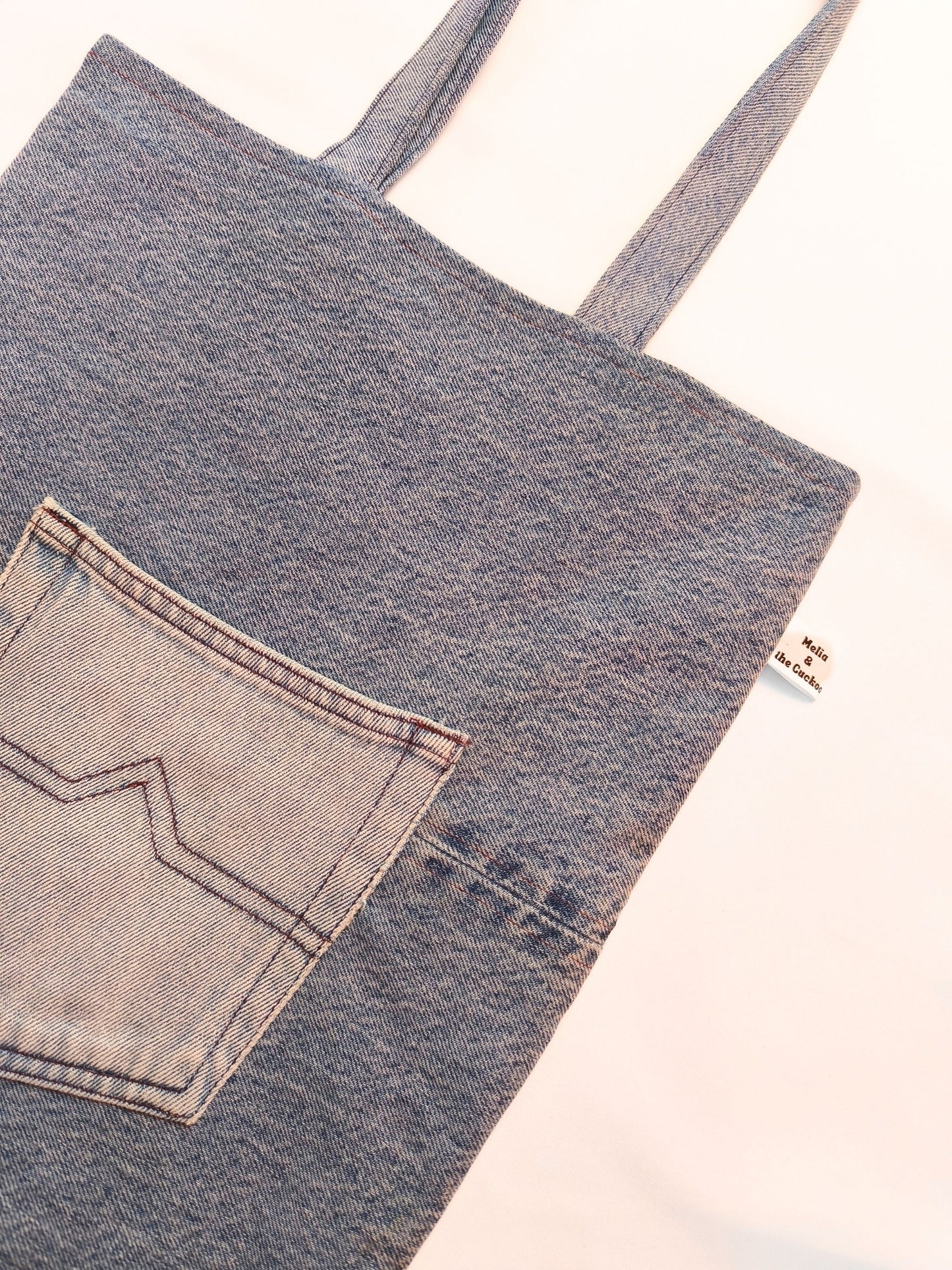 Upcycled Denim Tote Bag "Melia & the Cuckoo"