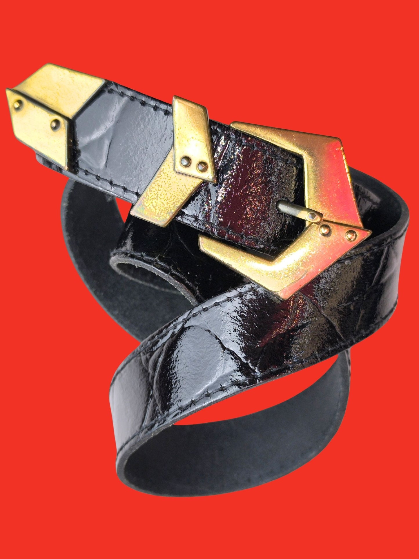 Vintage Sunbelt Black Leather Belt – Echt Leder