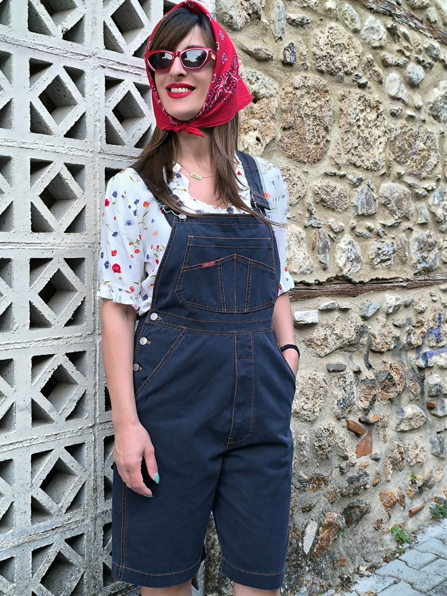 Unisex Vintage Denim Overall Shorts – "RIFLE" | Dark Blue Classic