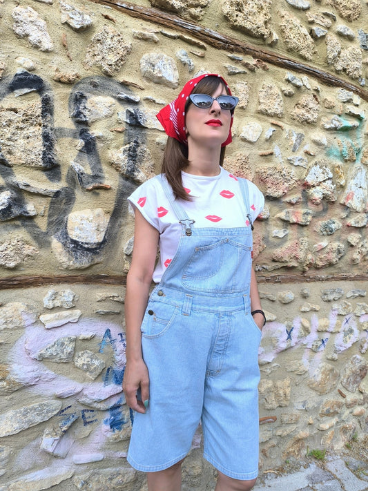 Unisex Vintage Denim Overall Shorts – "ROSEMARY by Mash" | Lightwash 90s Simplicity