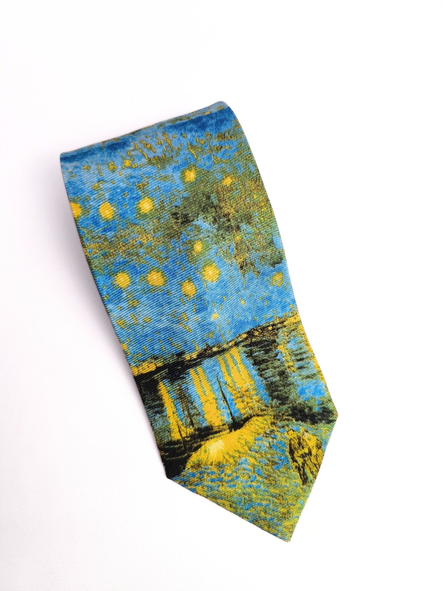 Vintage Van Gogh Silk Tie – “Starry Night Over the Rhône”
