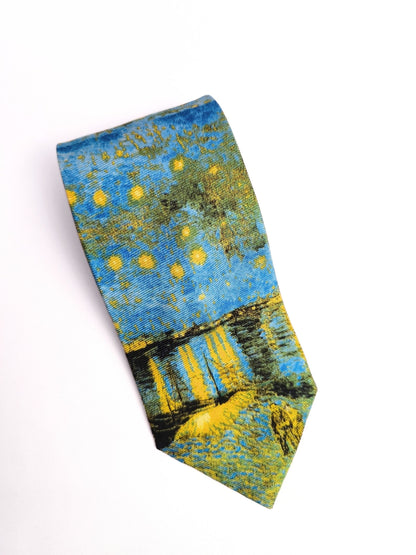 Vintage Van Gogh Silk Tie – “Starry Night Over the Rhône”