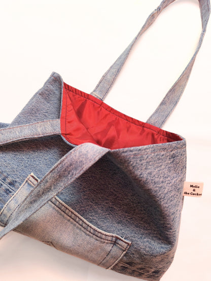 Upcycled Denim Tote Bag "Melia & the Cuckoo"
