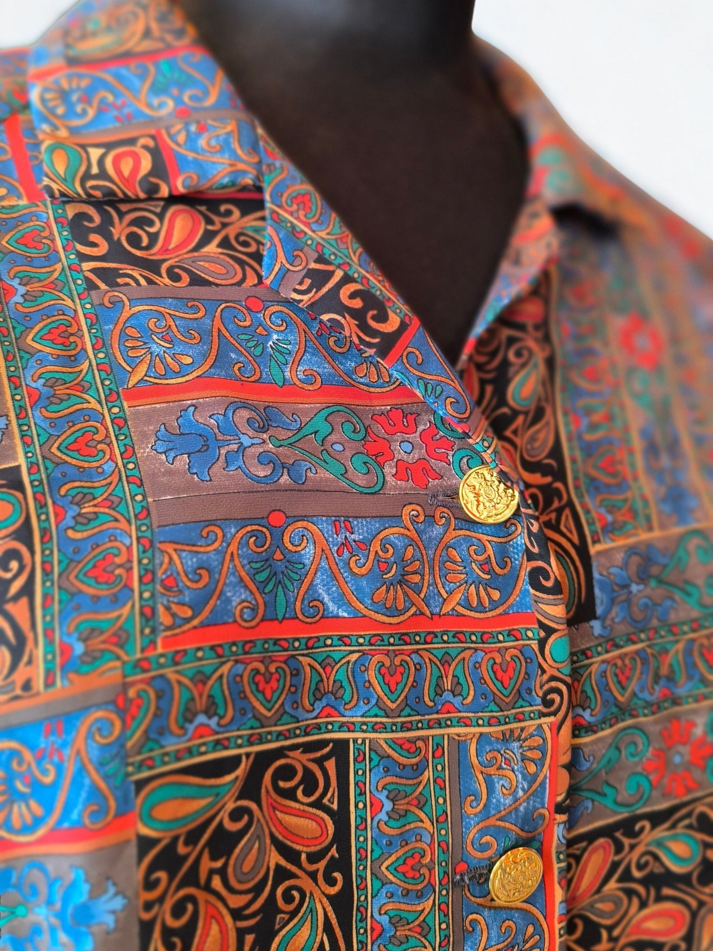 Vintage La Maison du Jersey Baroque Pattern Shirt – Size 48 (Made in France)