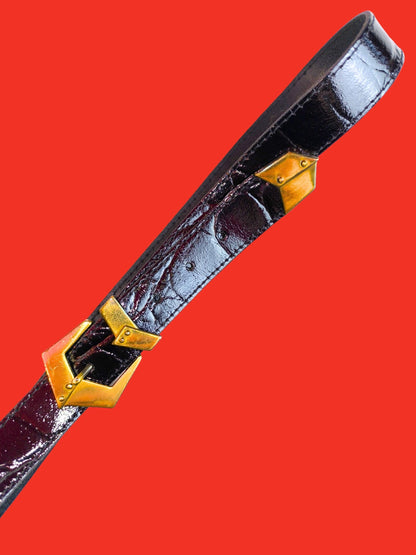 Vintage Sunbelt Black Leather Belt – Echt Leder