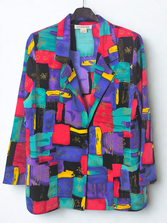 Vintage Abstract Blazer by Richard Kristall – Bold Colorblock Art Print