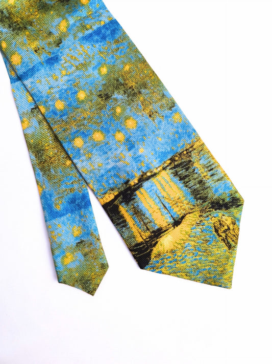 Vintage Van Gogh Silk Tie – “Starry Night Over the Rhône”