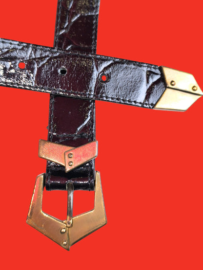 Vintage Sunbelt Black Leather Belt – Echt Leder