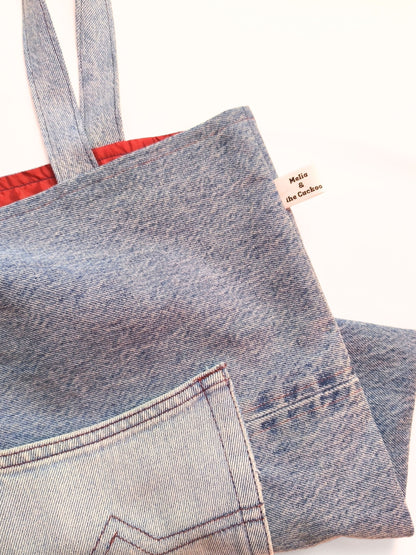 Upcycled Denim Tote Bag "Melia & the Cuckoo"