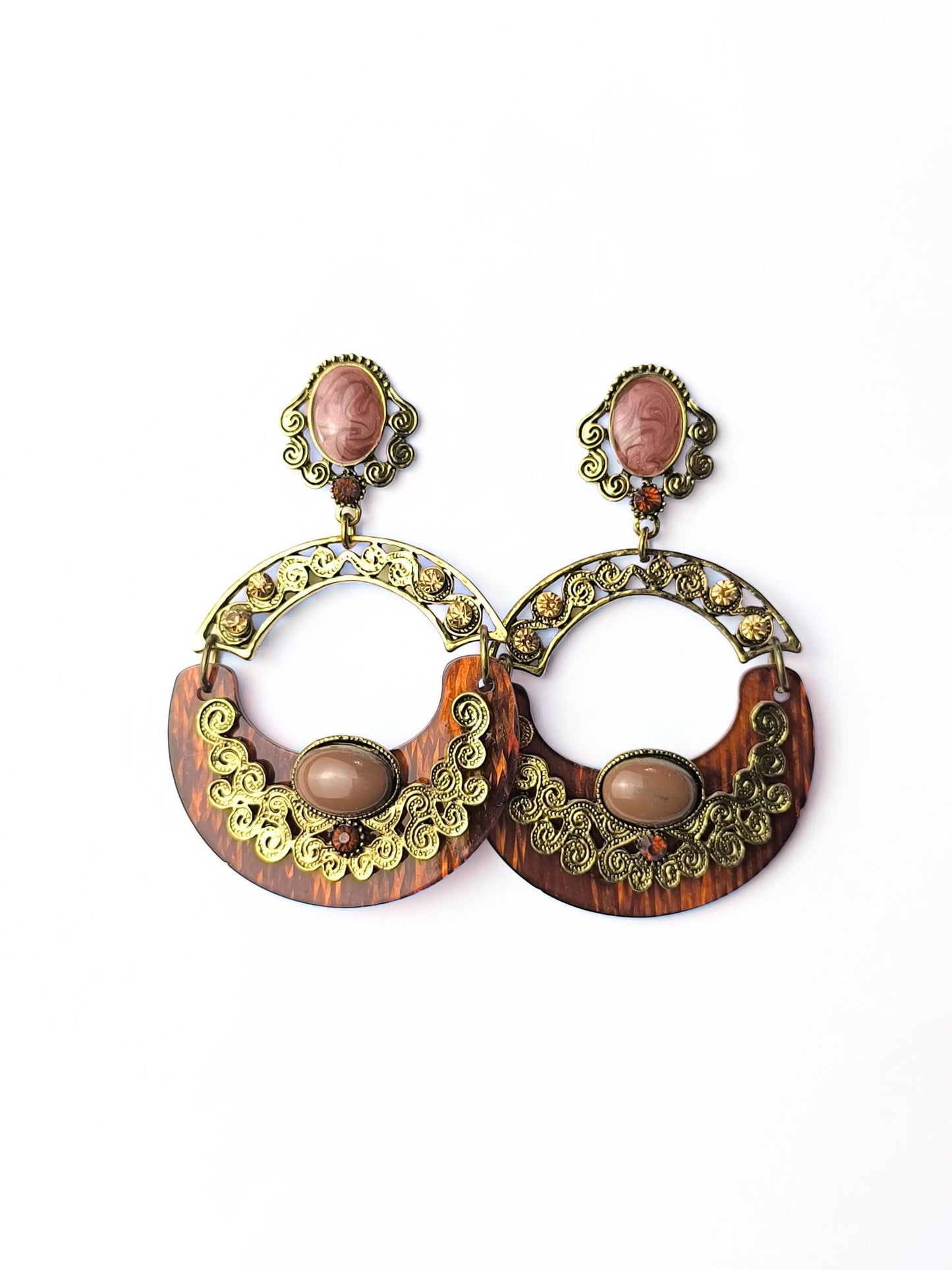 Deadstock Statement Earrings with Filigree & Faux Stones
