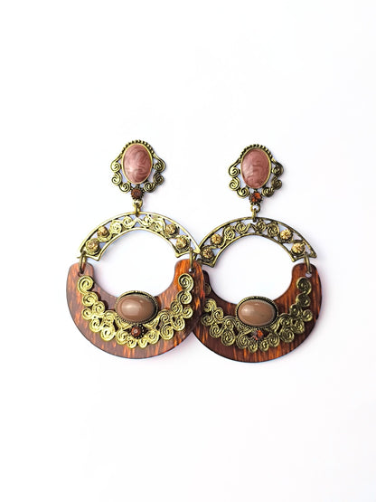 Deadstock Statement Earrings with Filigree & Faux Stones