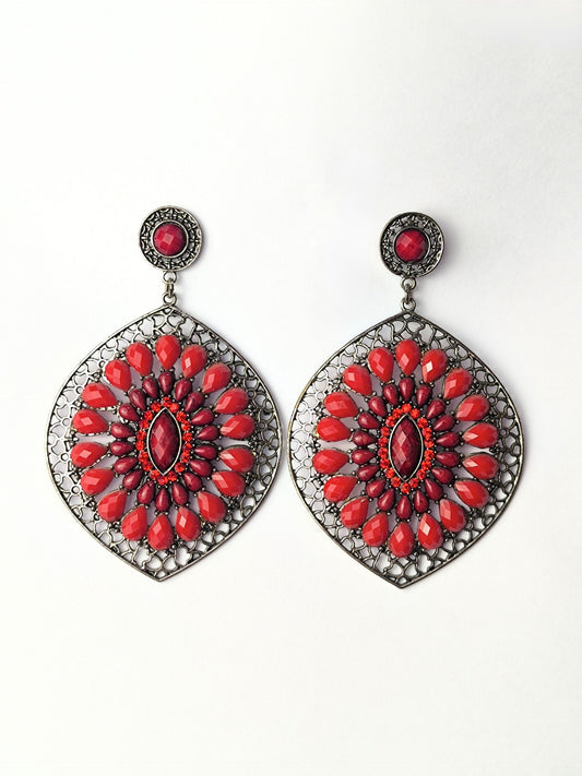 Deadstock Earrings with Teardrop Stones – Oriental Bloom
