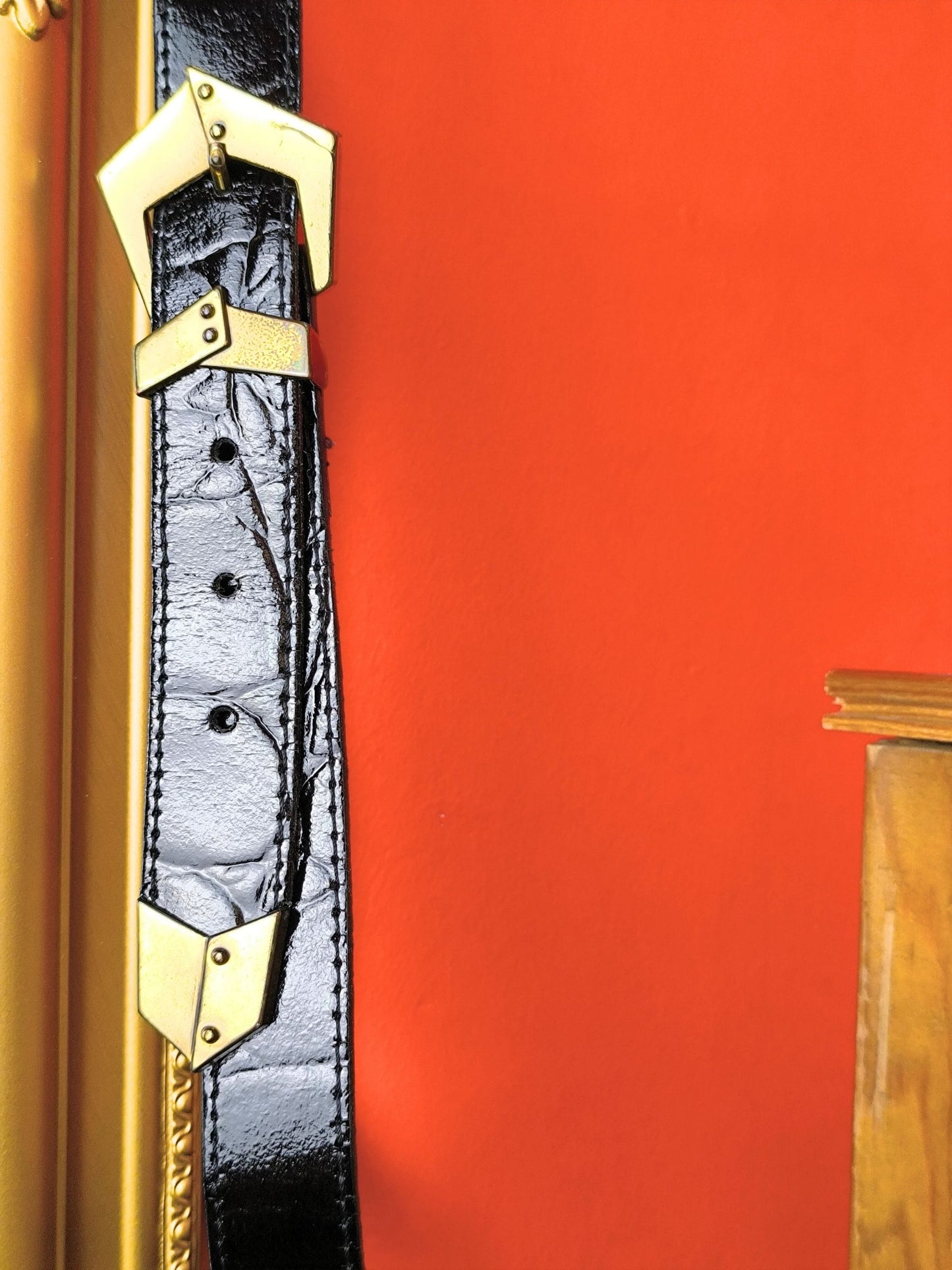 Vintage Sunbelt Black Leather Belt – Echt Leder