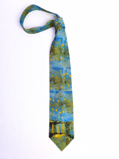 Vintage Van Gogh Silk Tie – “Starry Night Over the Rhône”