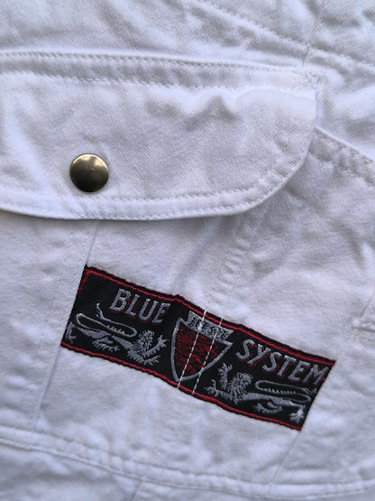 Unisex Vintage “Blue System x Jet Set” White Denim Overall Shorts