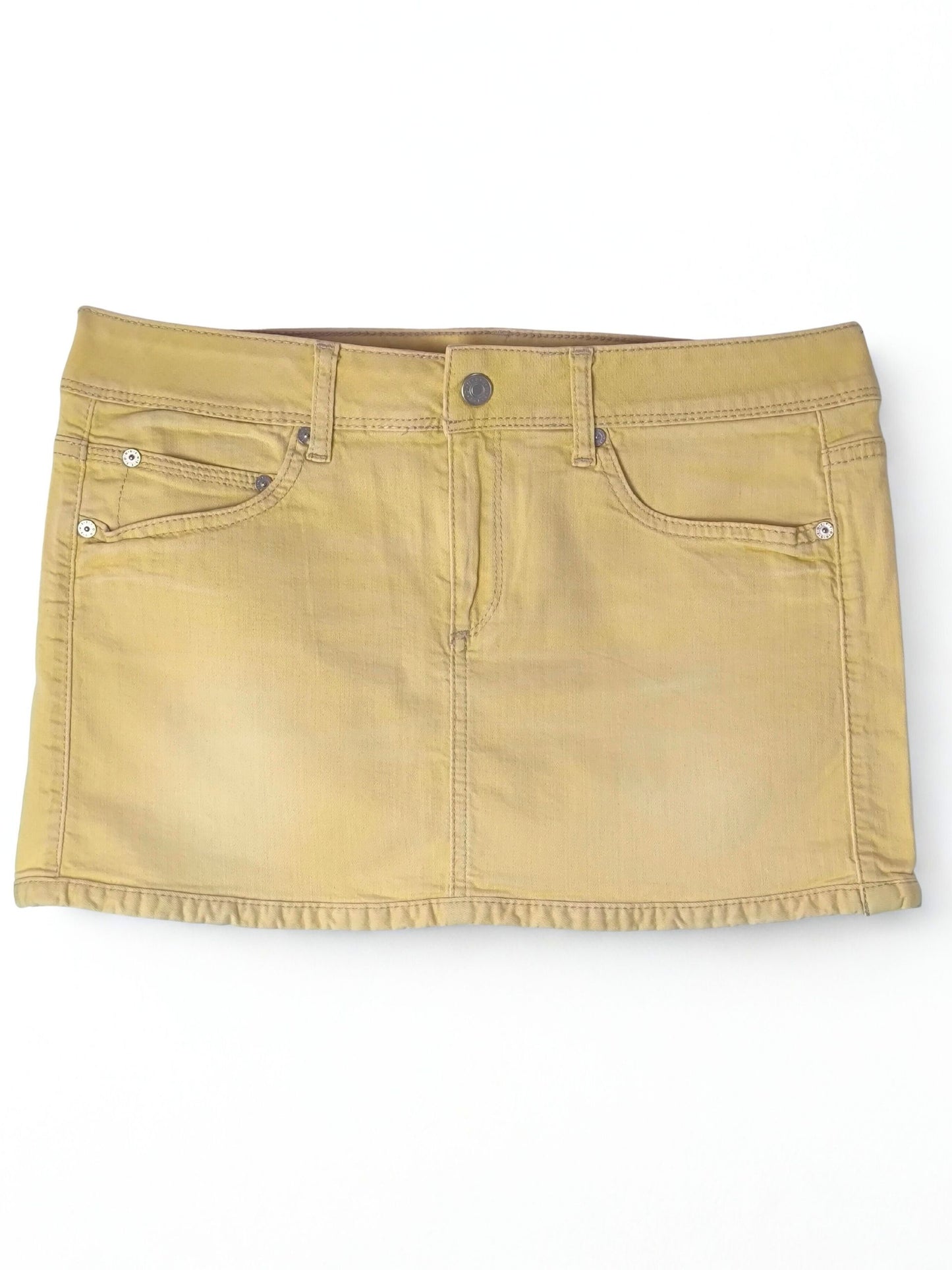 Y2K Benetton Jeans Mini Skirt – Mustard Yellow