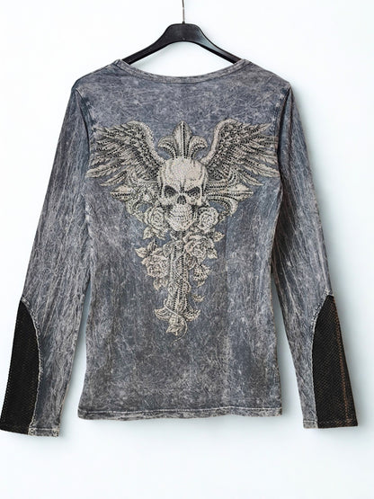Y2K Vocal Embellished Skull Top – Made in USA