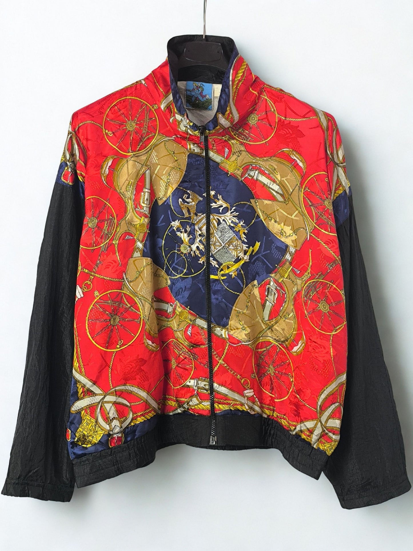 Vintage Baroque Print Windbreaker Jacket by Pentathlon – Equestrian Motif
