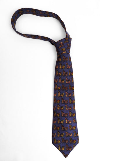 Vintage 90s Salvatore Ferragamo Silk Tie – Carousel Horses Print (Made in Italy)