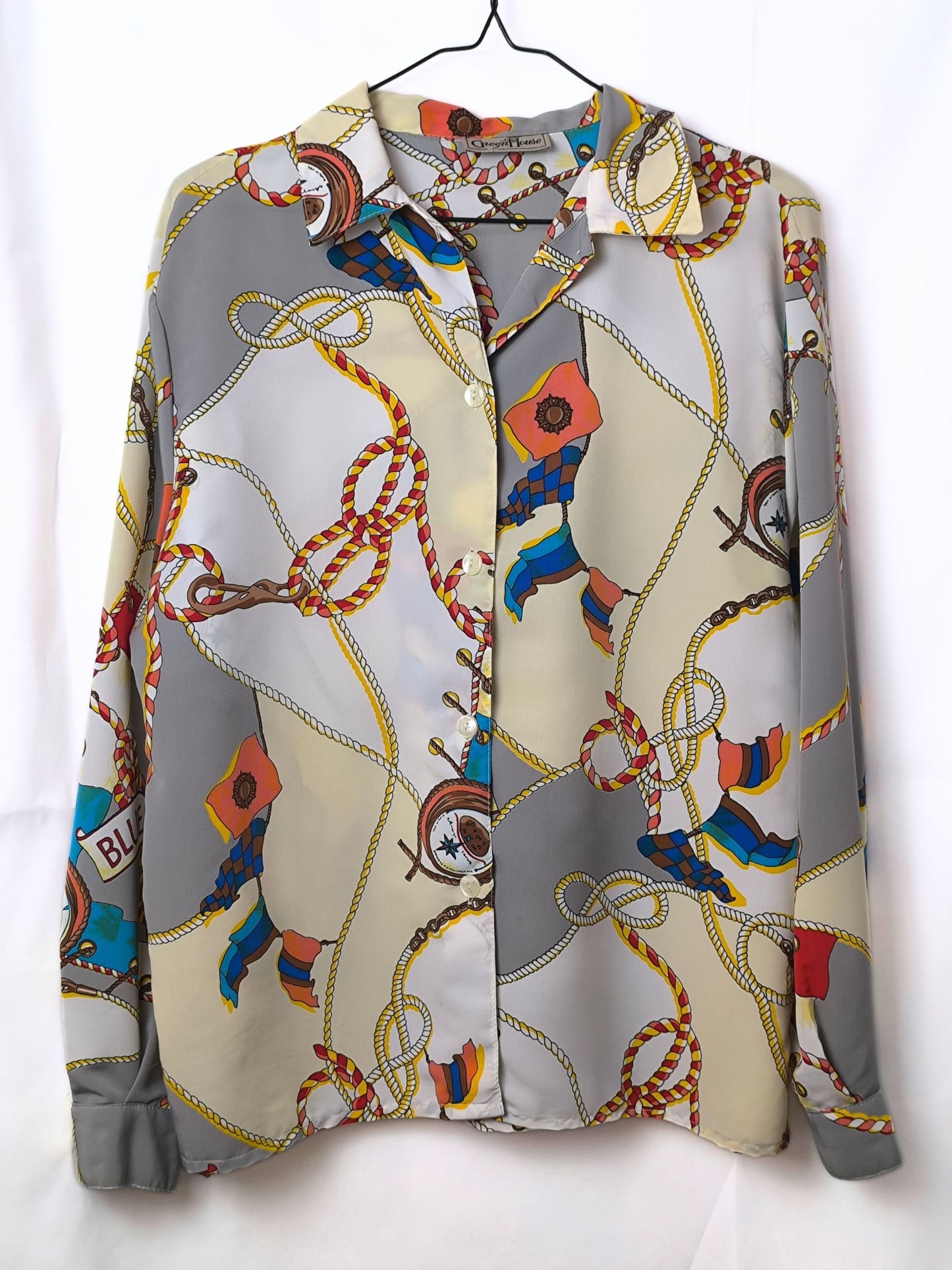 Vintage Nautical Print Shirt by Green House – Rope & Flag Motif