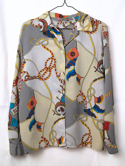 Vintage Nautical Print Shirt by Green House – Rope & Flag Motif