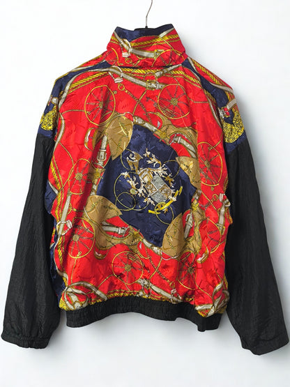 Vintage Baroque Print Windbreaker Jacket by Pentathlon – Equestrian Motif