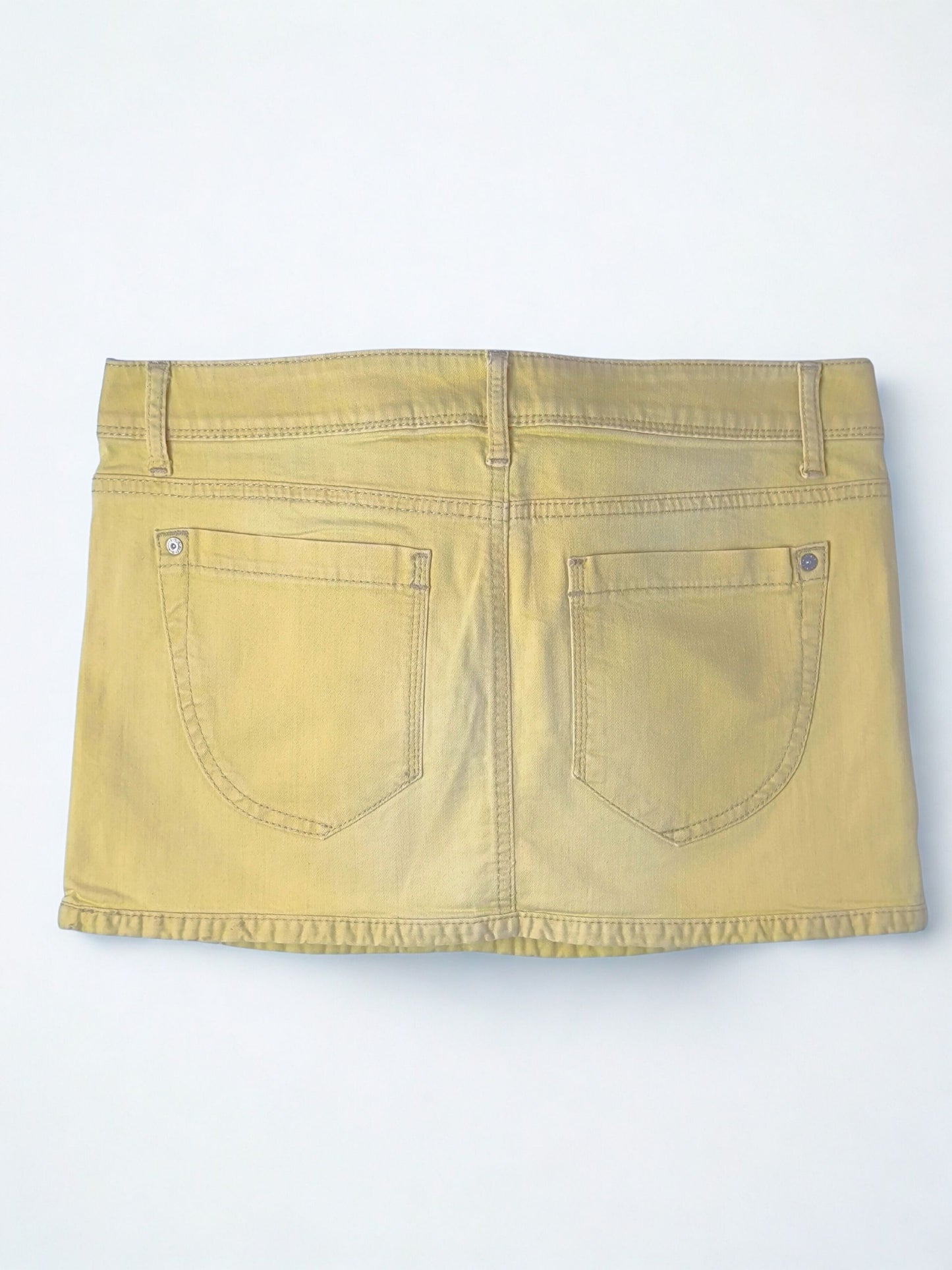 Y2K Benetton Jeans Mini Skirt – Mustard Yellow