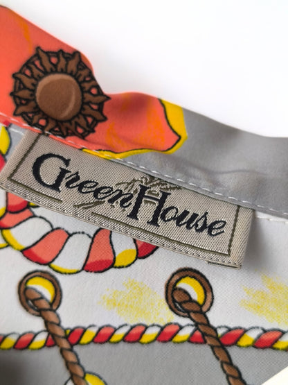 Vintage Nautical Print Shirt by Green House – Rope & Flag Motif