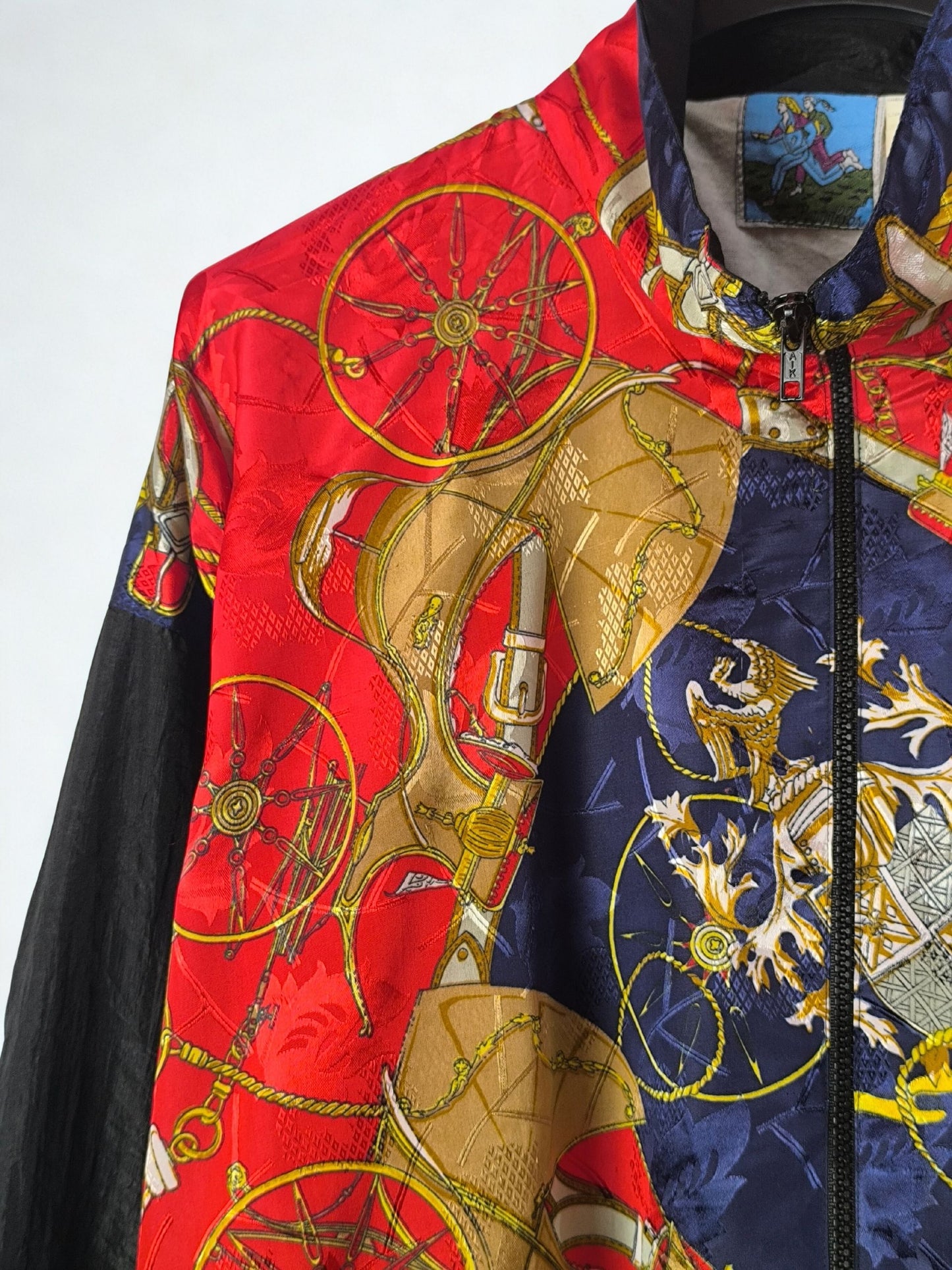 Vintage Baroque Print Windbreaker Jacket by Pentathlon – Equestrian Motif