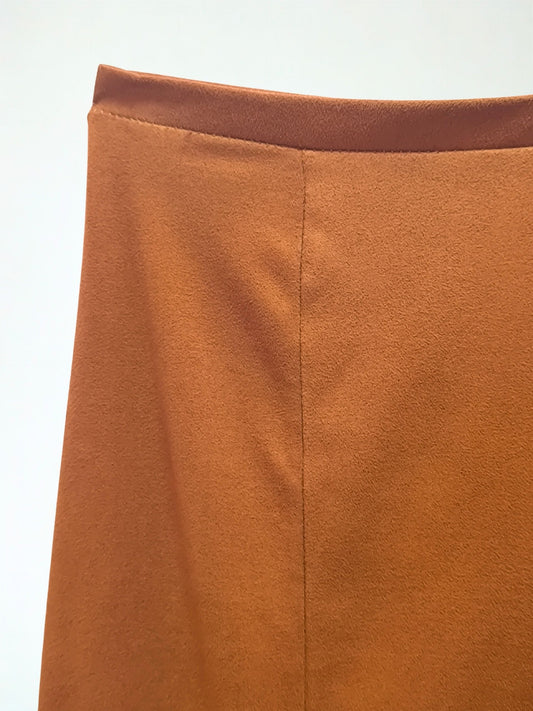 Rust Suede-Touch Midi Skirt – Geri C. New York
