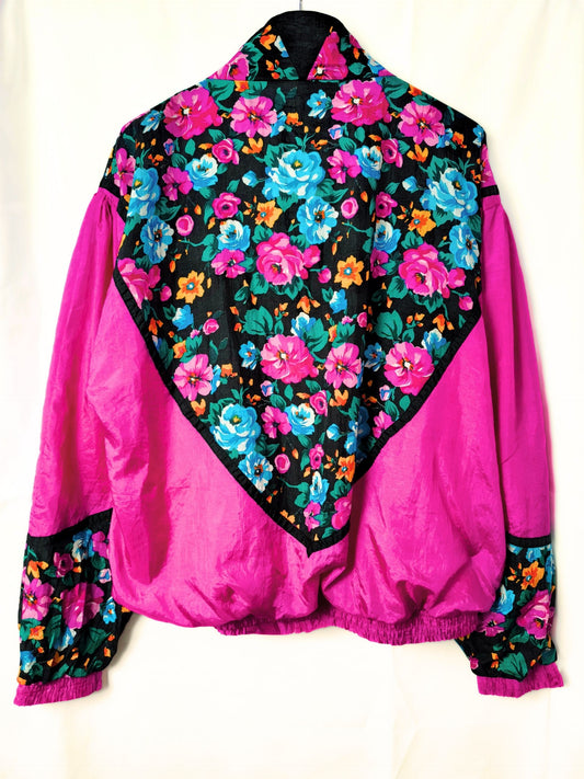 Vintage Floral 80s Crazy Jacket - Windbreaker by Kuma Sport – Size XL
