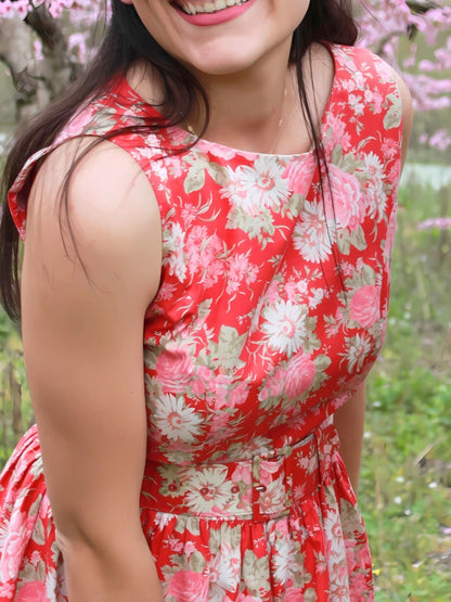 Vintage 1980s Laura Ashley Floral Cotton Dress – Made in Great Britain