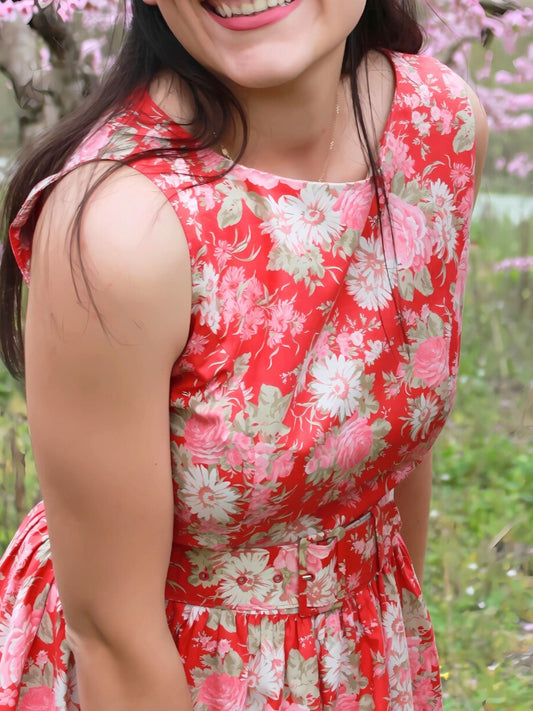 Vintage 1980s Laura Ashley Floral Cotton Dress – Made in Great Britain