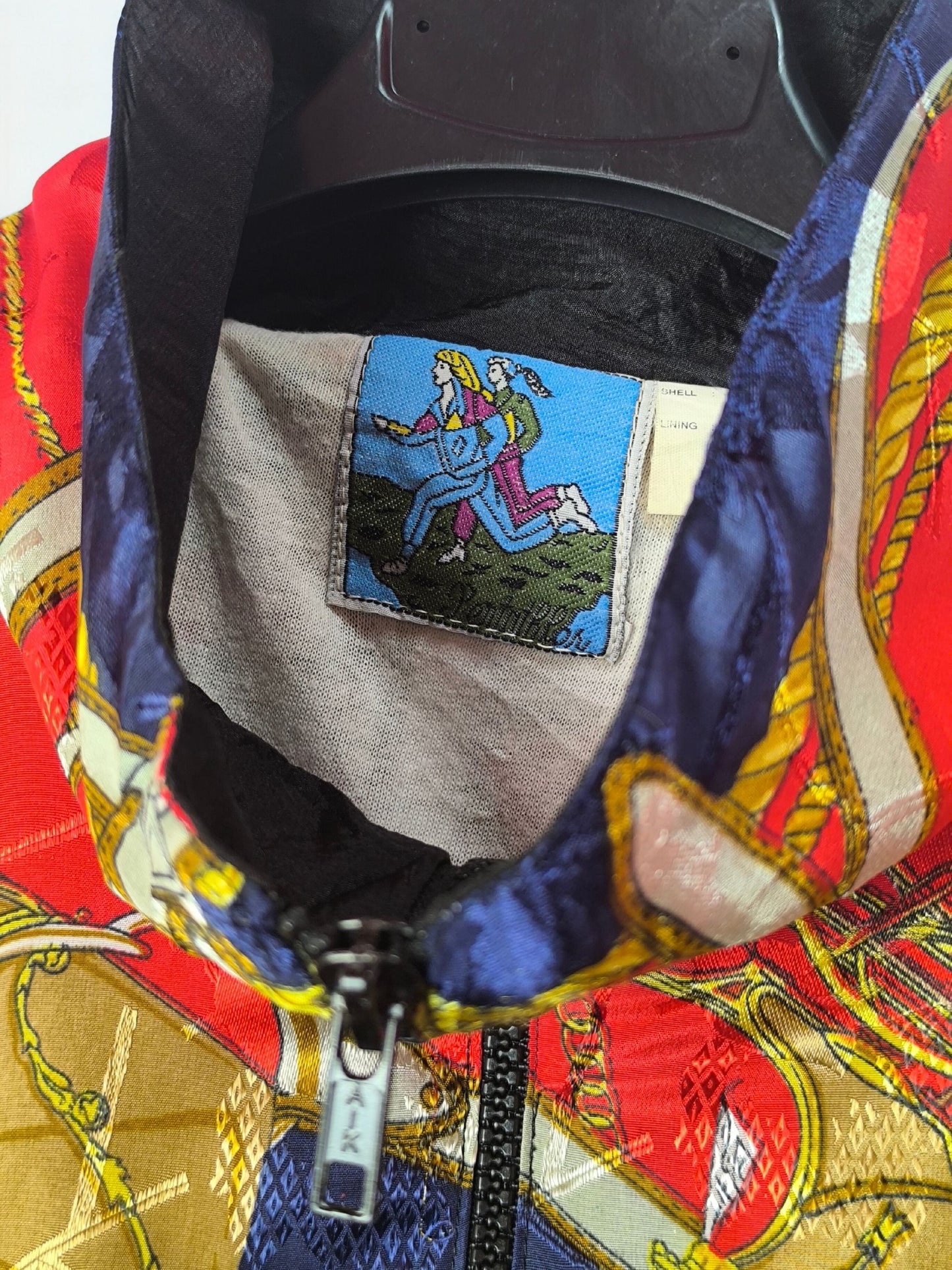 Vintage Baroque Print Windbreaker Jacket by Pentathlon – Equestrian Motif