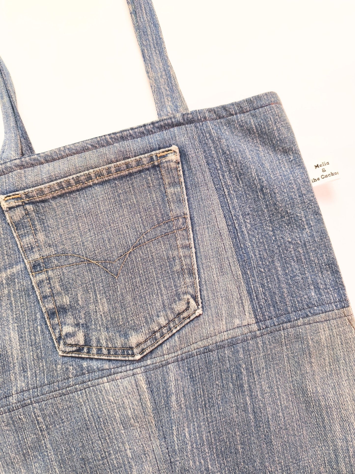 Upcycled Denim Tote Bag "Melia & the Cuckoo"