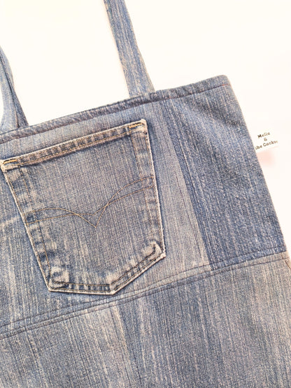 Upcycled Denim Tote Bag "Melia & the Cuckoo"