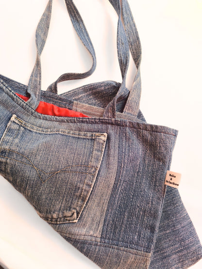 Upcycled Denim Tote Bag "Melia & the Cuckoo"
