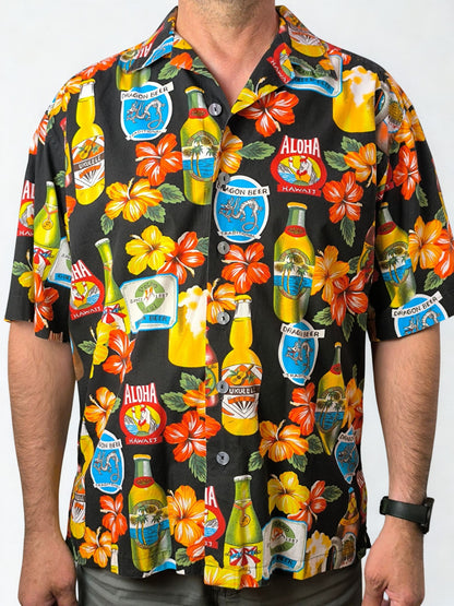 Vintage Exotic Birds & Beer Print Hawaiian Shirt – M – ENRIQUE MARIOS