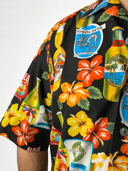 Vintage Exotic Birds & Beer Print Hawaiian Shirt – M – ENRIQUE MARIOS