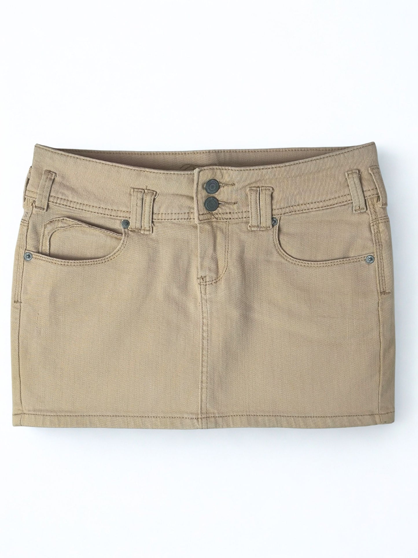 Y2K Fishbone Beige Low Rise Mini Skirt