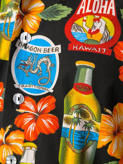 Vintage Exotic Birds & Beer Print Hawaiian Shirt – M – ENRIQUE MARIOS
