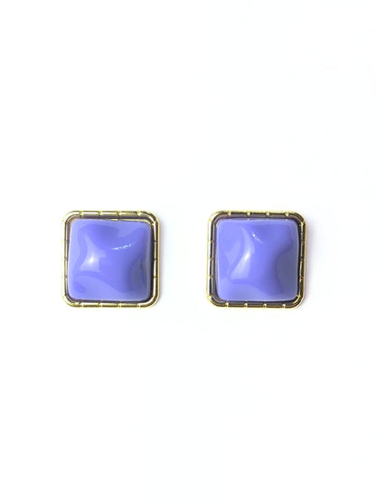 Deadstock Geometric Earrings – Purple & Gold Square Studs