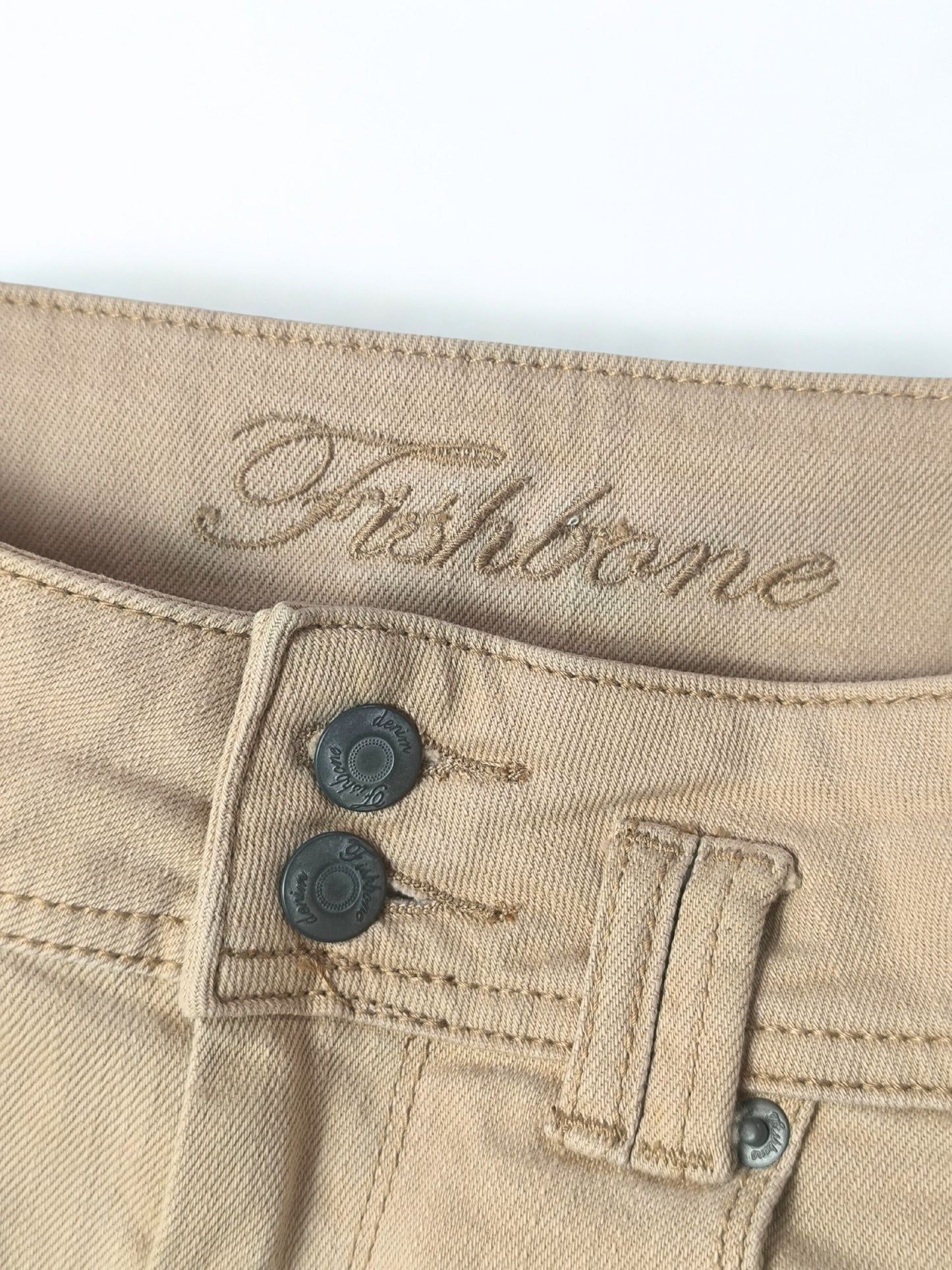 Y2K Fishbone Beige Low Rise Mini Skirt