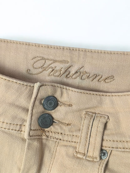 Y2K Fishbone Beige Low Rise Mini Skirt