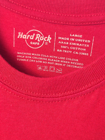 Y2K Hard Rock Café Paris T-Shirt – Red Cotton Tee with Rhinestones (Women’s L)