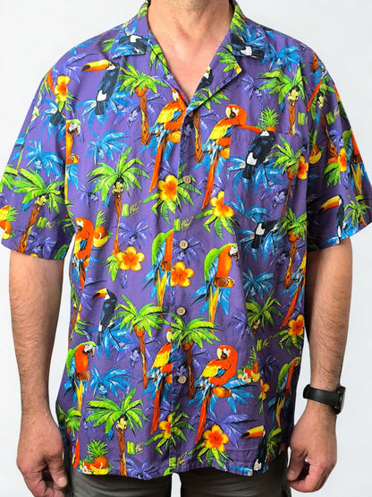 Vintage Hawaiian Shirt with Exotic Birds - 100% Cotton by Hawaiihemdshop.de
