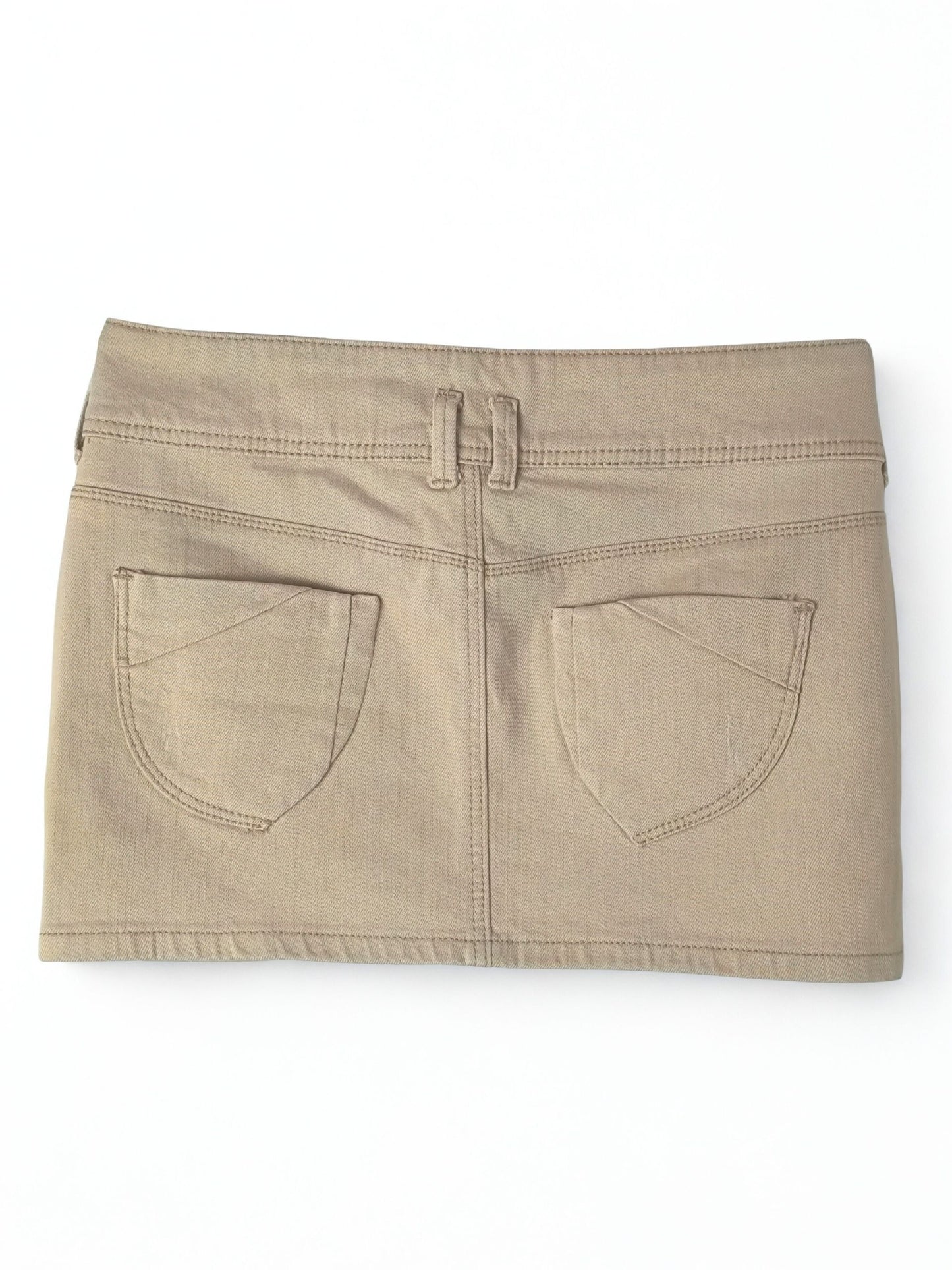 Y2K Fishbone Beige Low Rise Mini Skirt