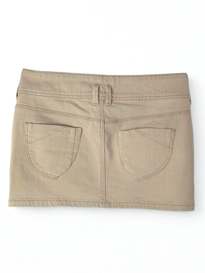 Y2K Fishbone Beige Low Rise Mini Skirt