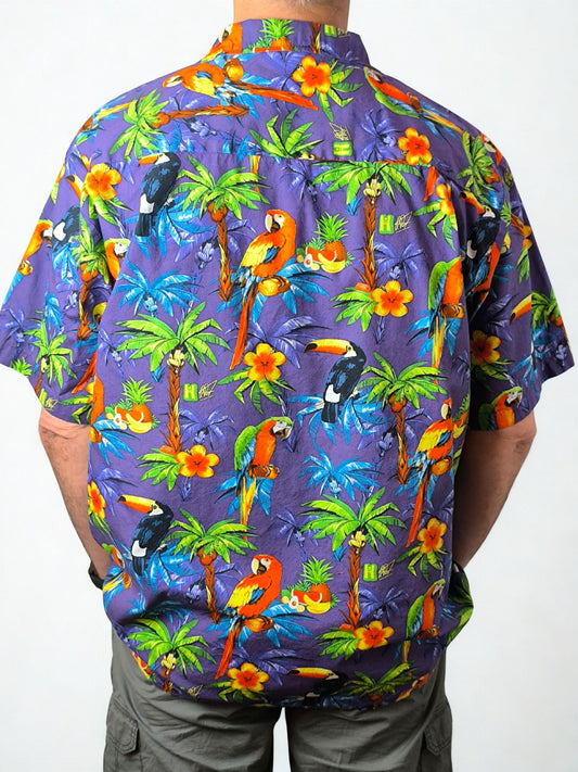 Vintage Hawaiian Shirt with Exotic Birds - 100% Cotton by Hawaiihemdshop.de
