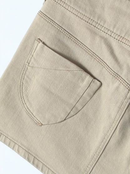 Y2K Fishbone Beige Low Rise Mini Skirt